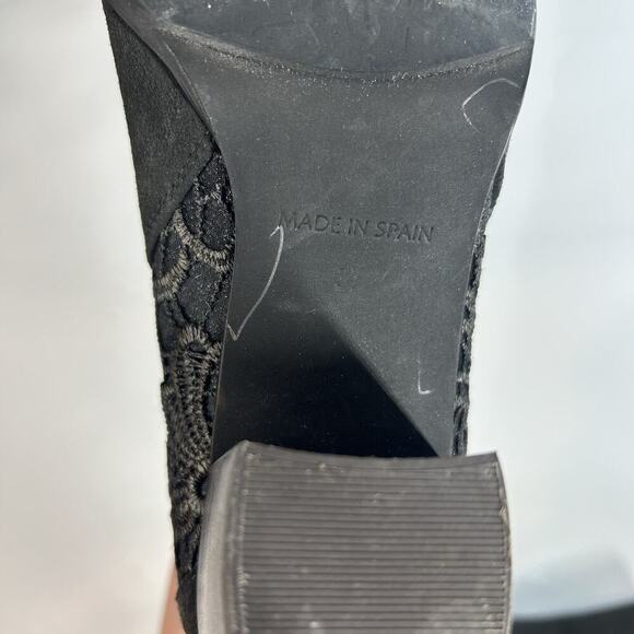 Sundance Suede Booties Womens 37 US 6.5 Lace Black Bow Ankle Boot - Picture 9 of 9